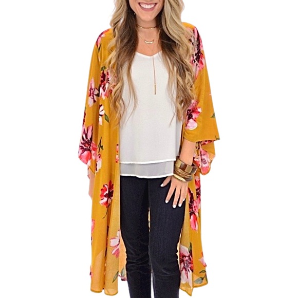 NWT* INFINITY RAINE Kimono Cardigan w/ Floral Print - Picture 13 of 13